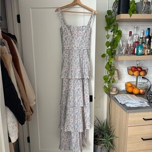 Show Me Your MuMu Blue and White Floral Maxi Dress